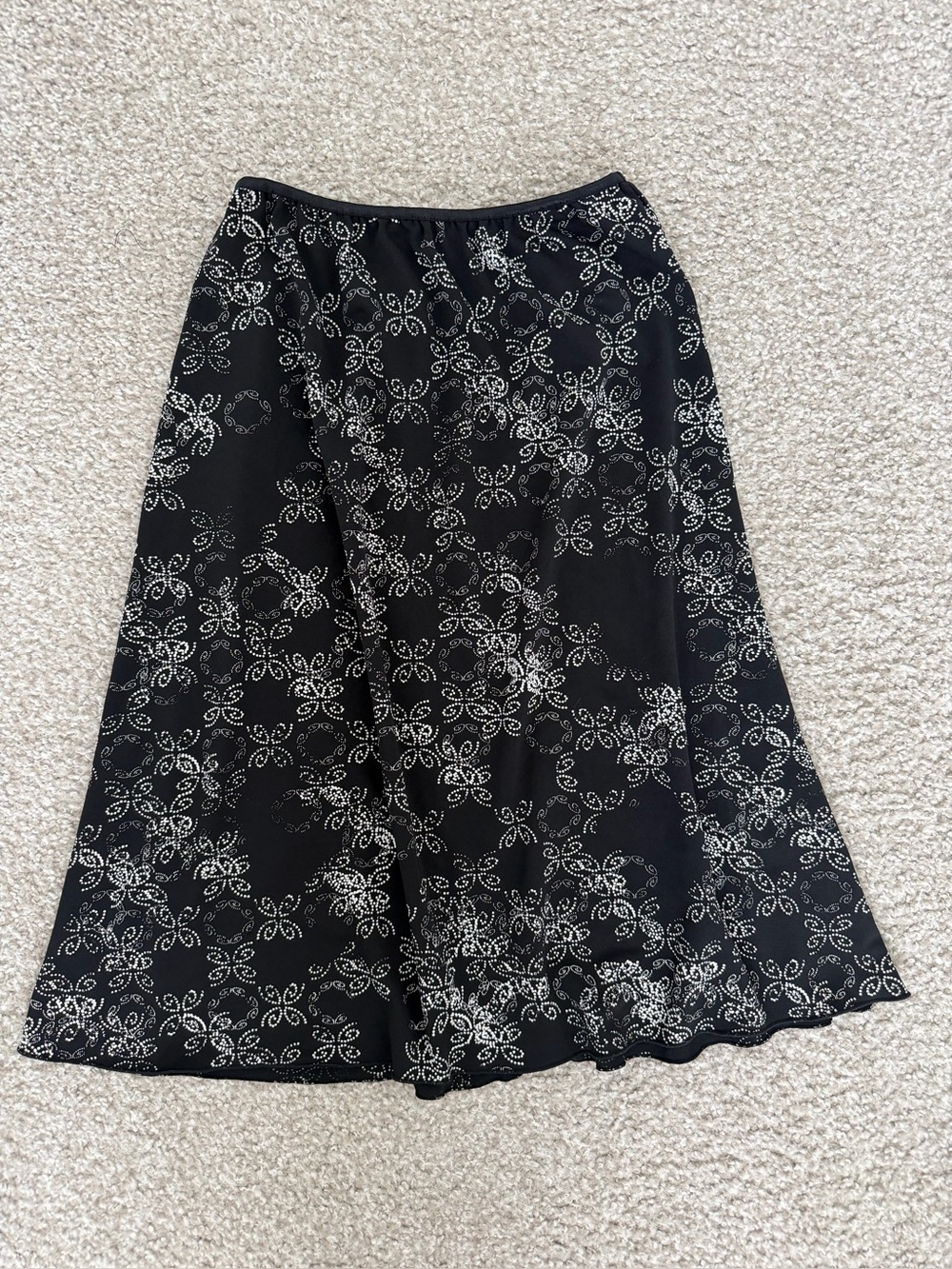 Wrapper Black A-Line Skirt with White Floral Motif
